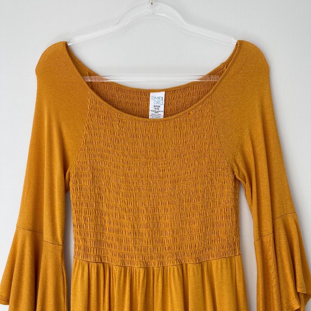 Time and Tru Mustard‎ Yellow Flowy Dress Sz S - Picture 3 of 7